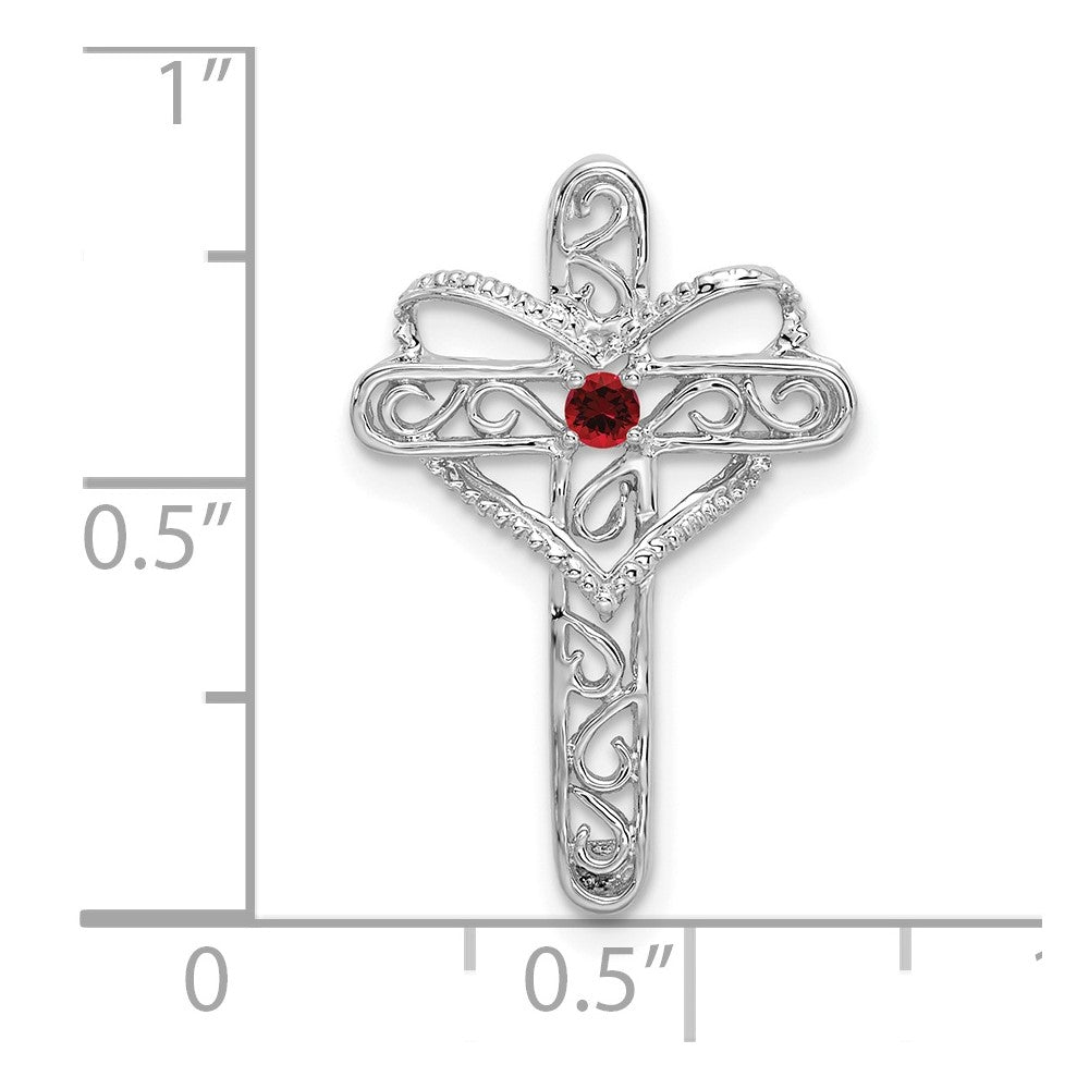 14k White Gold Polish Filigree 1-Stone Mothers Cross Pendant Mounting