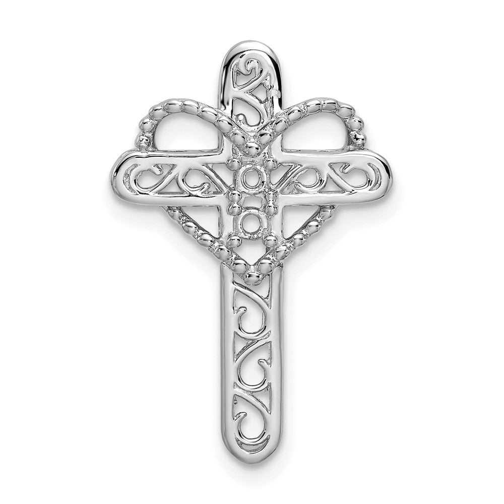 14k White Gold Synthetic Mother's Cross Pendant
