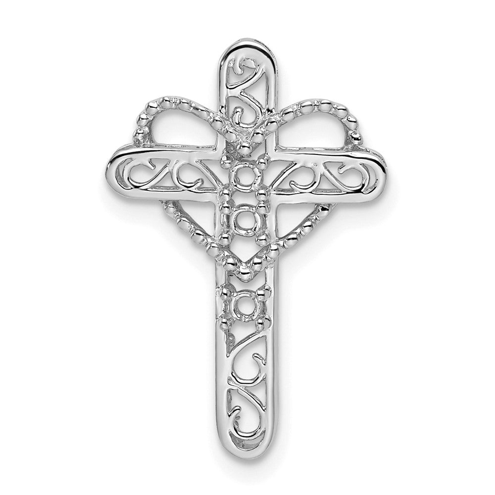 14k White Gold Genuine Mother's Cross Pendant