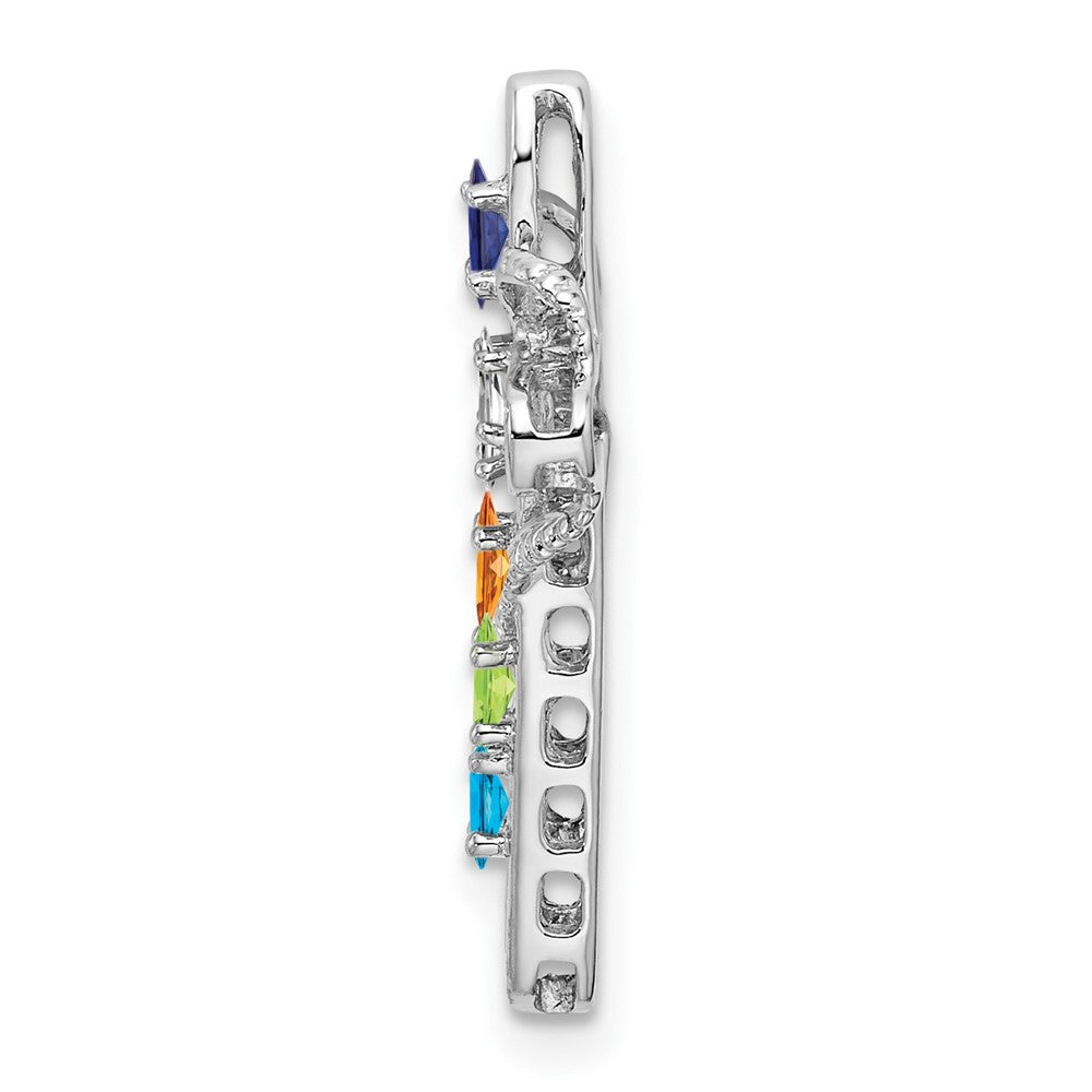14k White Gold Synthetic Mother's Cross Pendant