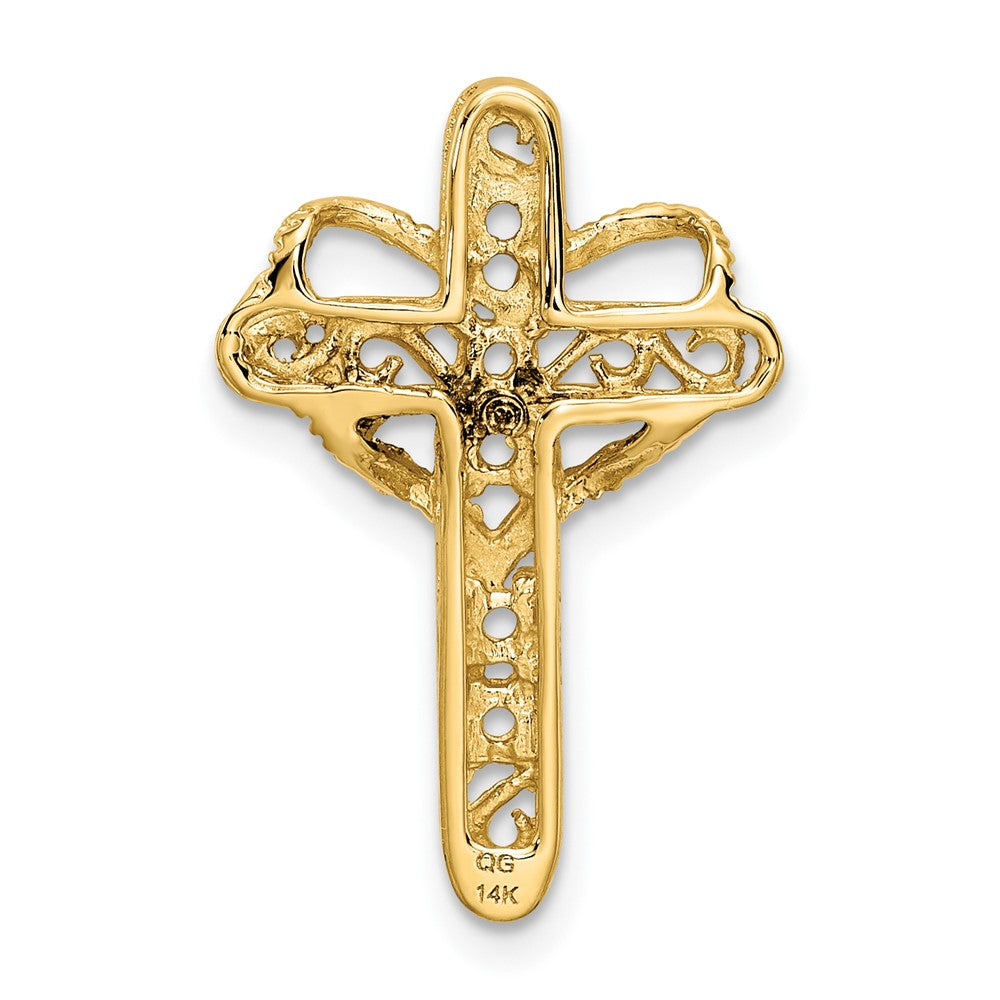 14k White Gold Synthetic Mother's Cross Pendant