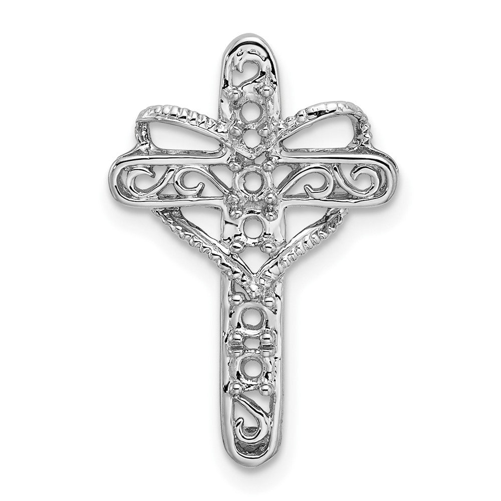 14k White Gold Synthetic Mother's Cross Pendant