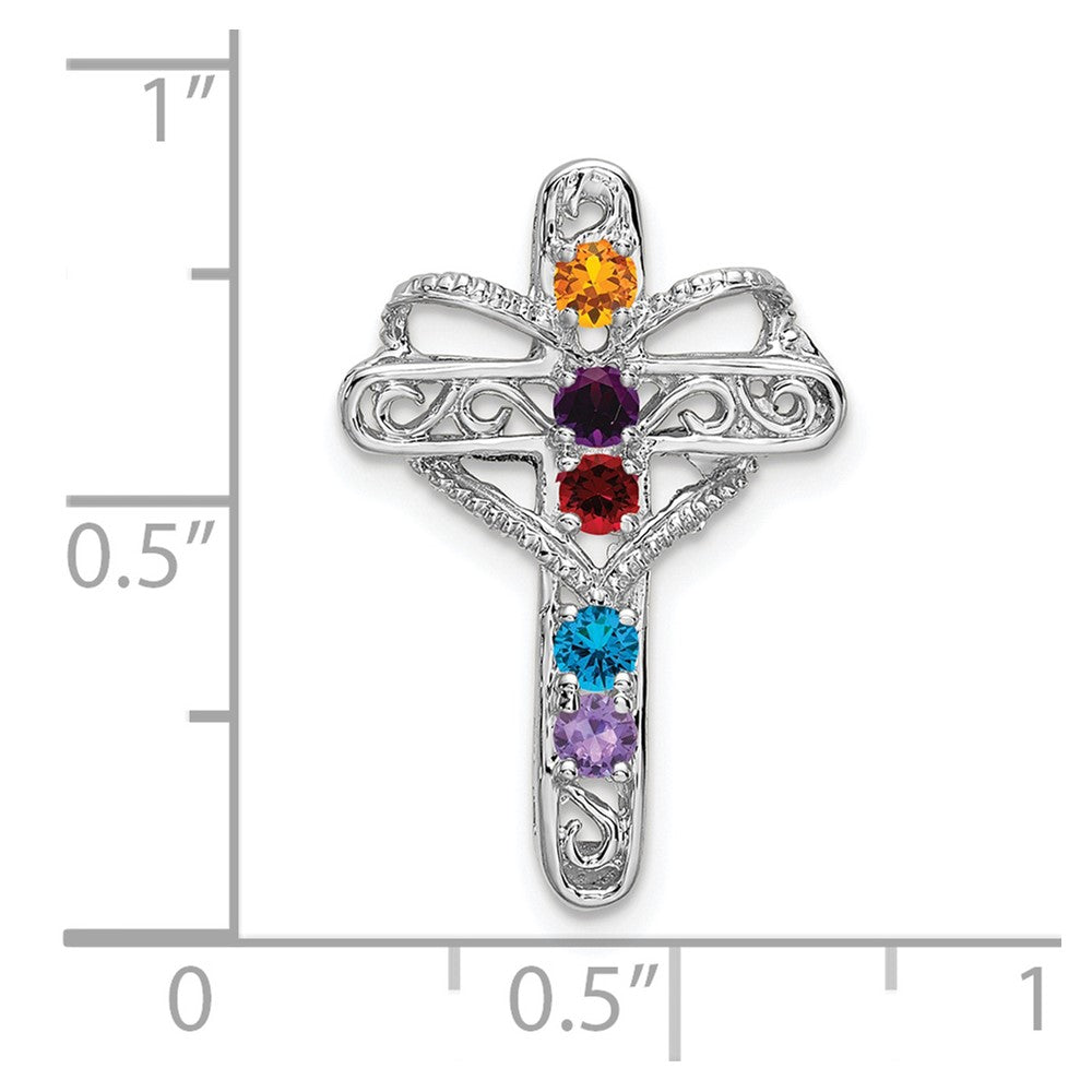 14k White Gold Synthetic Mother's Cross Pendant
