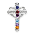 14k White Gold Synthetic Mother's Cross Pendant