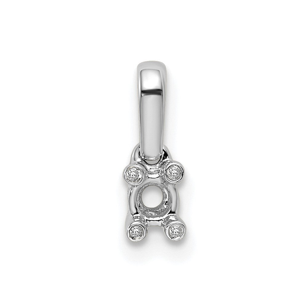 14K White Gold Family Jewelry Diamond Semi-Set Pendant