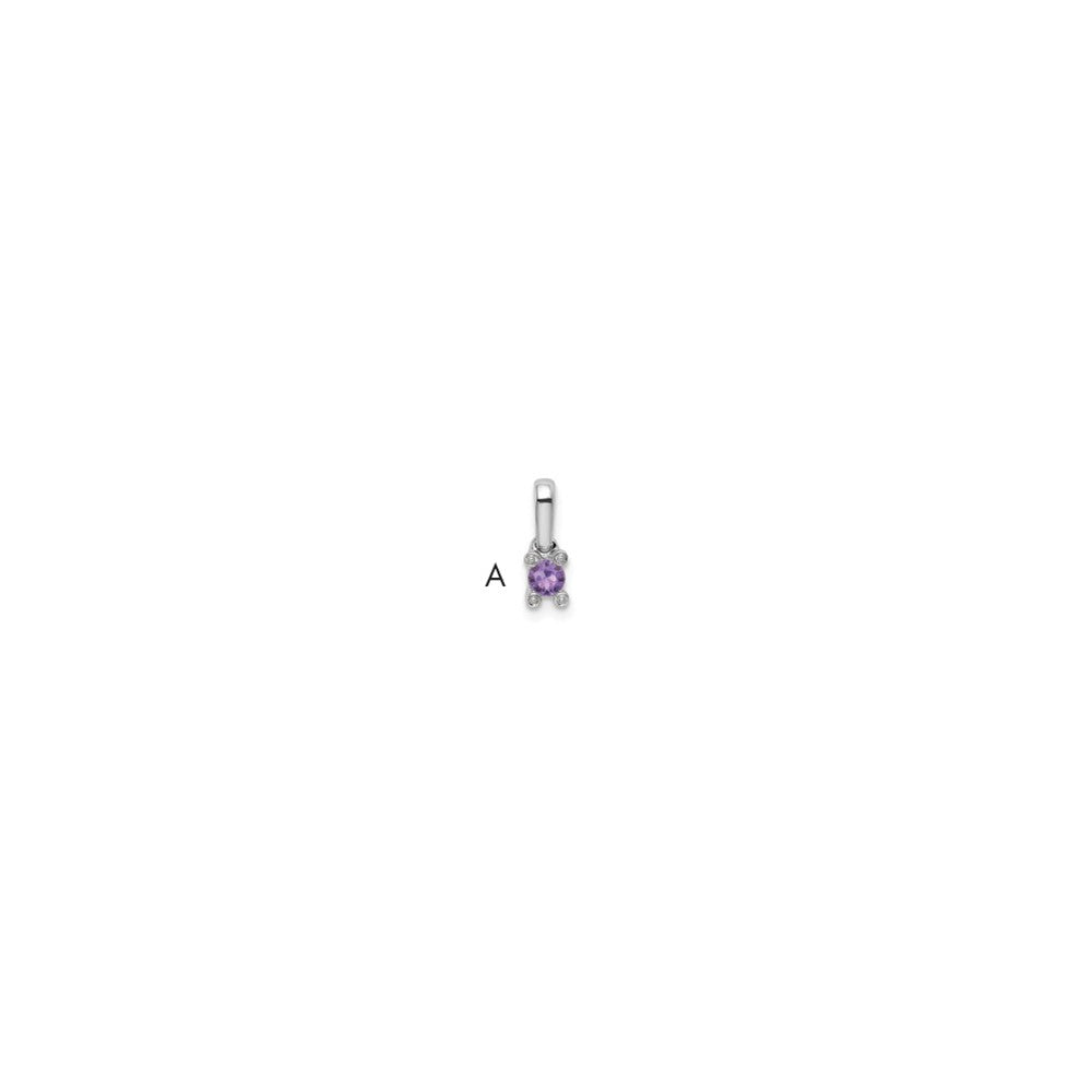 14K White Gold Family Jewelry Synthetic Stone & Diamond Set Pendant