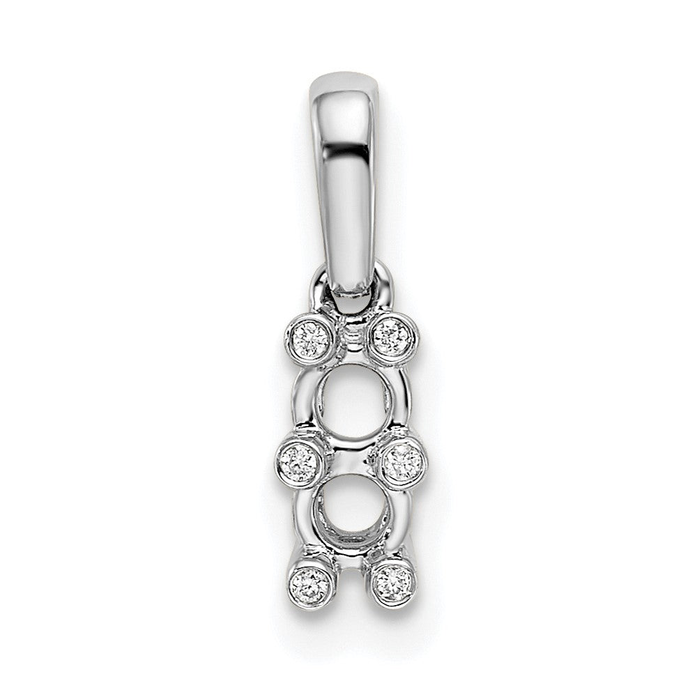 14K White Gold Family Jewelry Diamond Semi-Set Pendant
