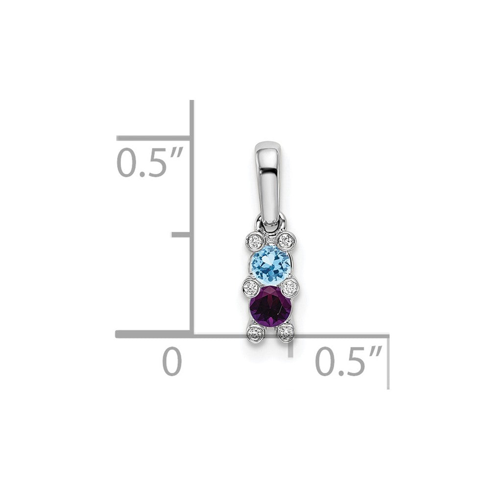 14K White Gold Family Jewelry Genuine Stone & Diamond Set Pendant