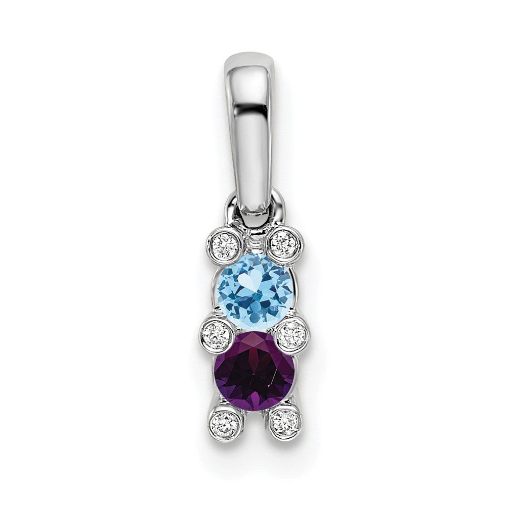 14K White Gold Family Jewelry Diamond Semi-Set Pendant
