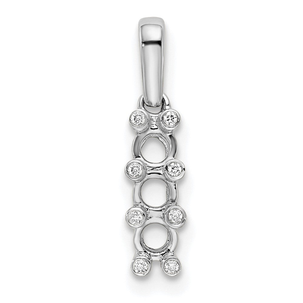 14K White Gold Family Jewelry Diamond Semi-Set Pendant