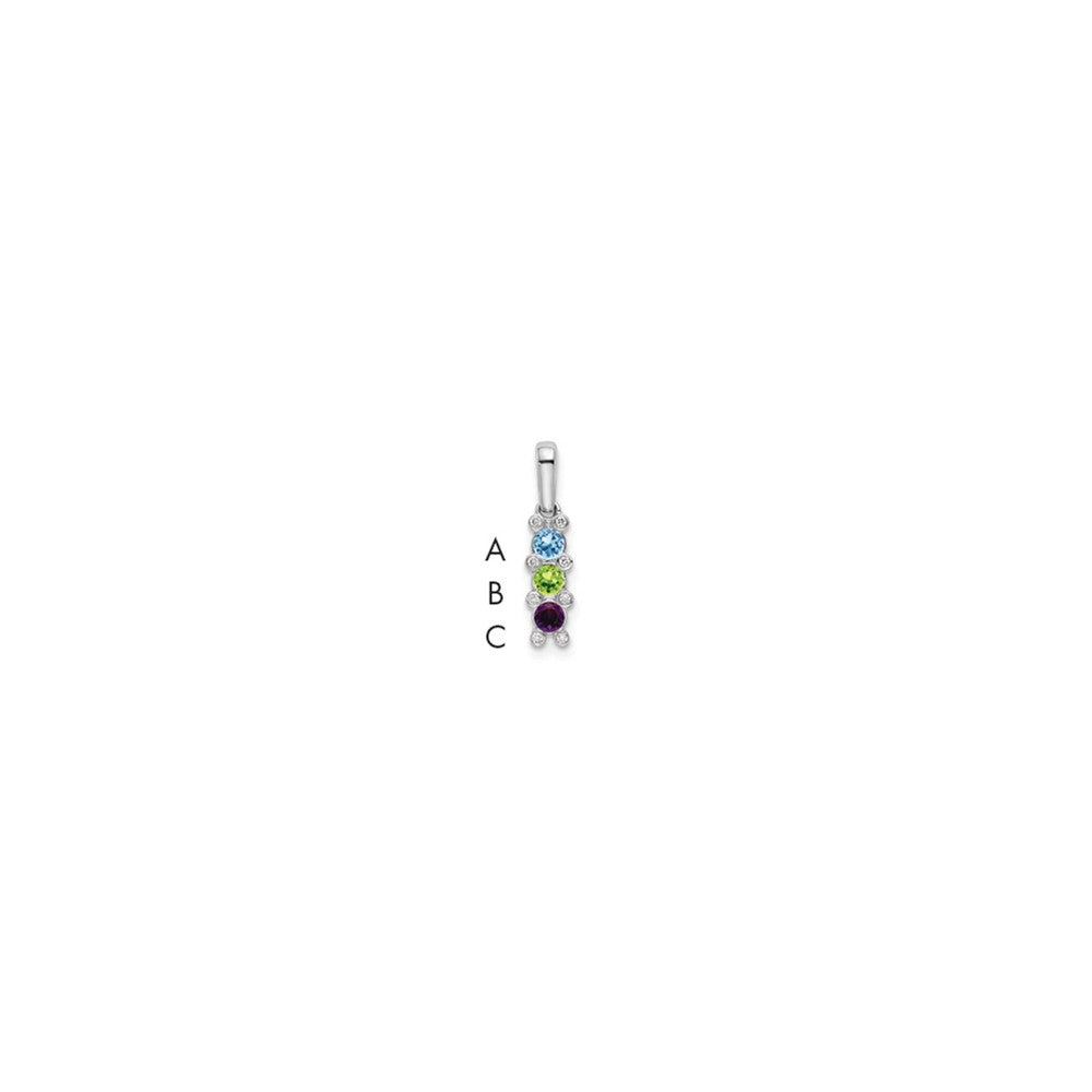 14K White Gold Family Jewelry Synthetic Stone & Diamond Set Pendant