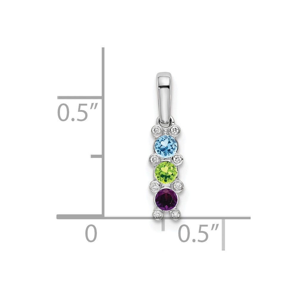 14K White Gold Family Jewelry Diamond Semi-Set Pendant
