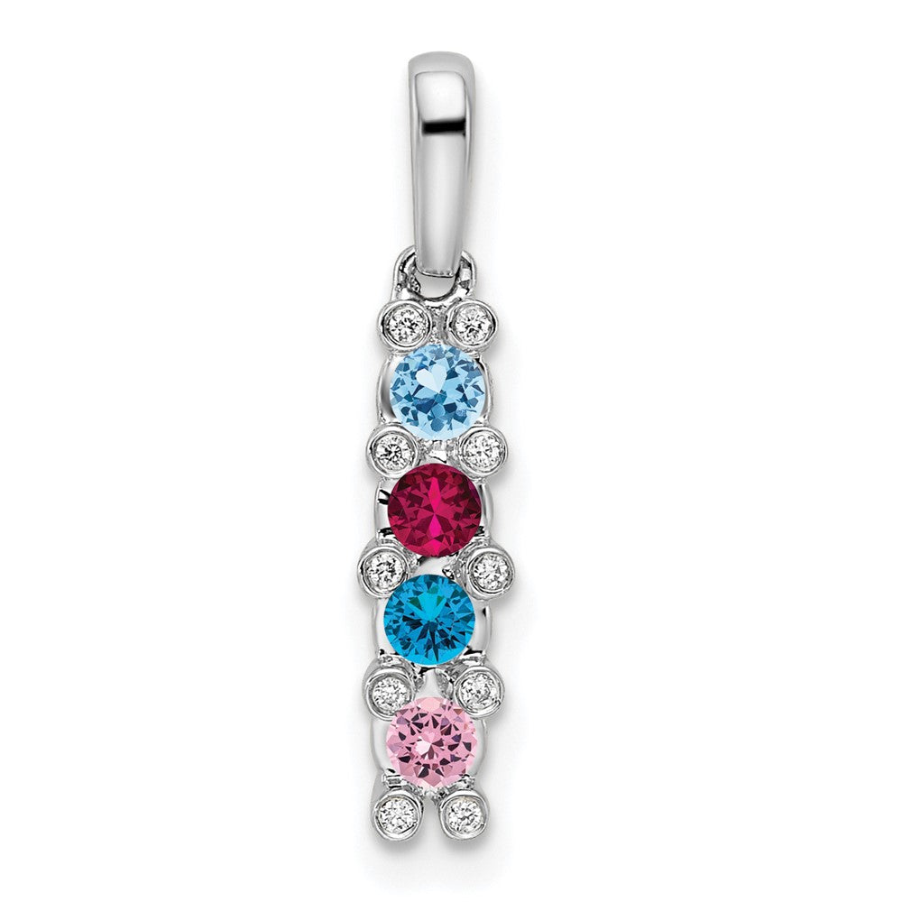 14K White Gold Family Jewelry Diamond Semi-Set Pendant