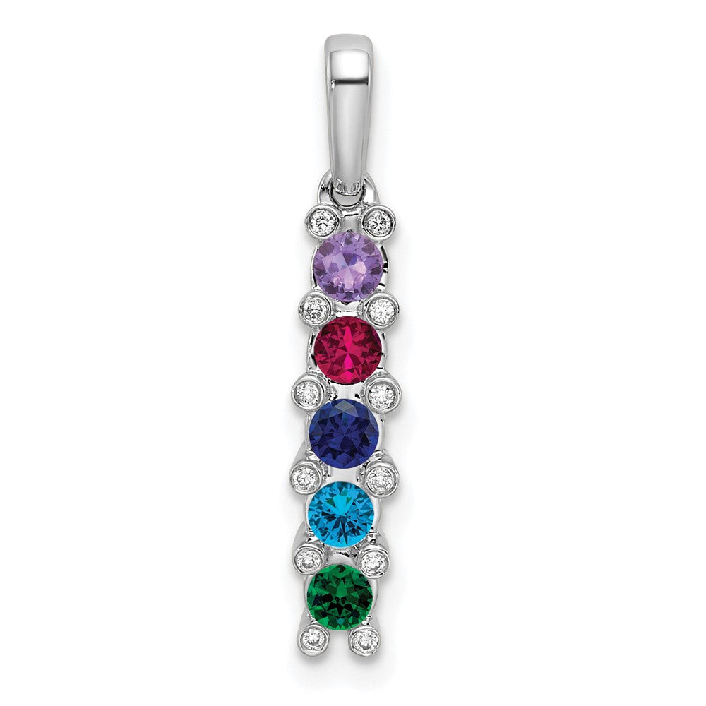 14K White Gold Family Jewelry Diamond Semi-Set Pendant