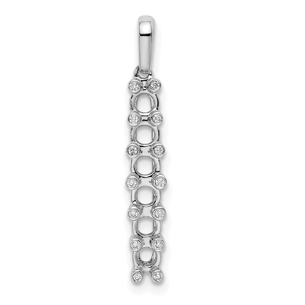 14K White Gold Family Jewelry Synthetic Stone & Diamond Set Pendant