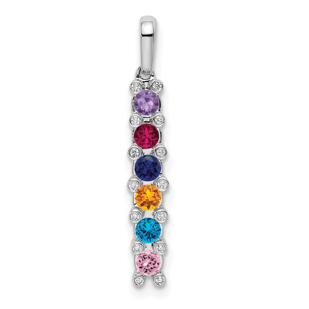 14K White Gold Family Jewelry Genuine Stone & Diamond Set Pendant