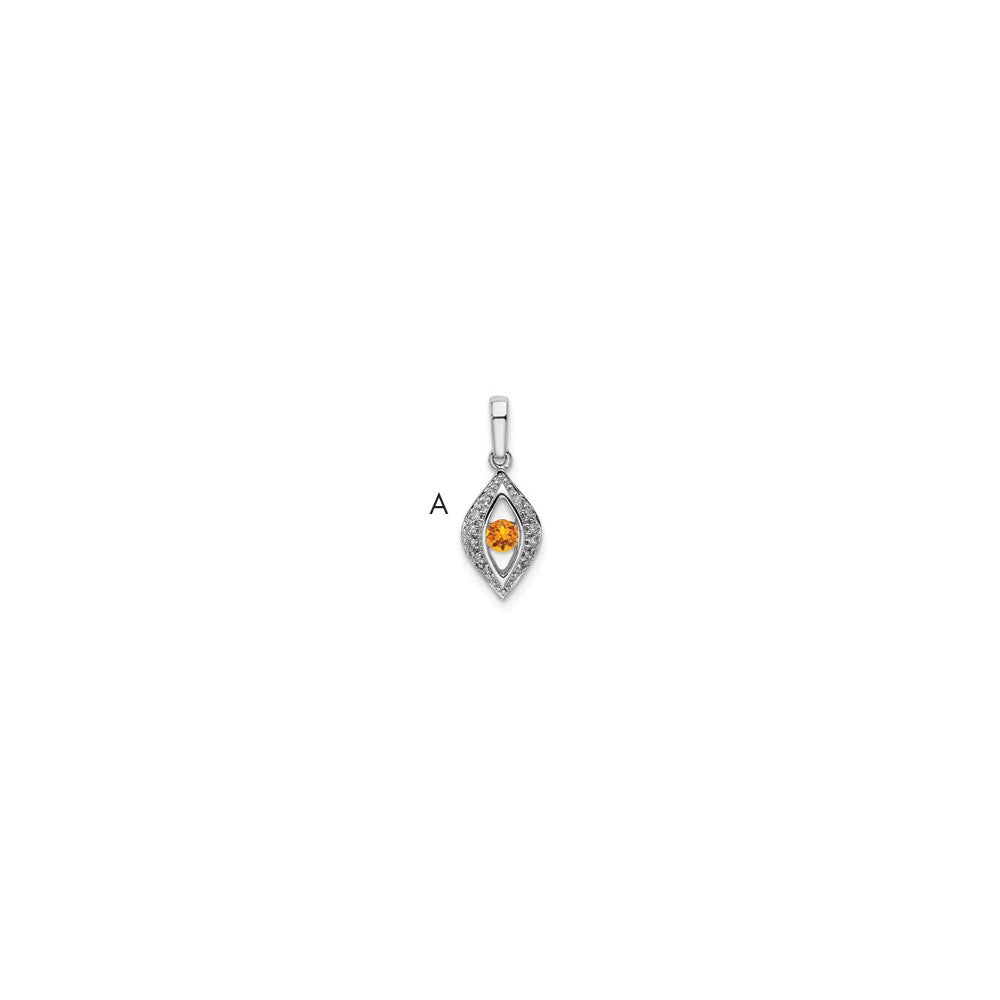 14K White Gold Family Jewelry Diamond Semi-Set Pendant