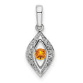14K White Gold Family Jewelry Synthetic Stone & Diamond Set Pendant