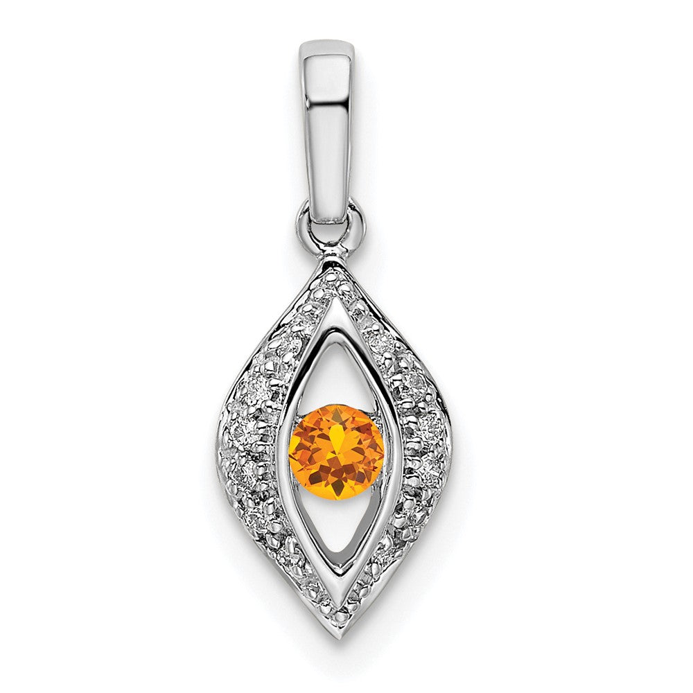 14K White Gold Family Jewelry Synthetic Stone & Diamond Set Pendant