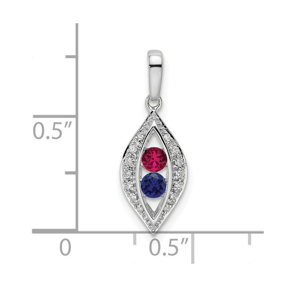 14K White Gold Family Jewelry Genuine Stone & Diamond Set Pendant