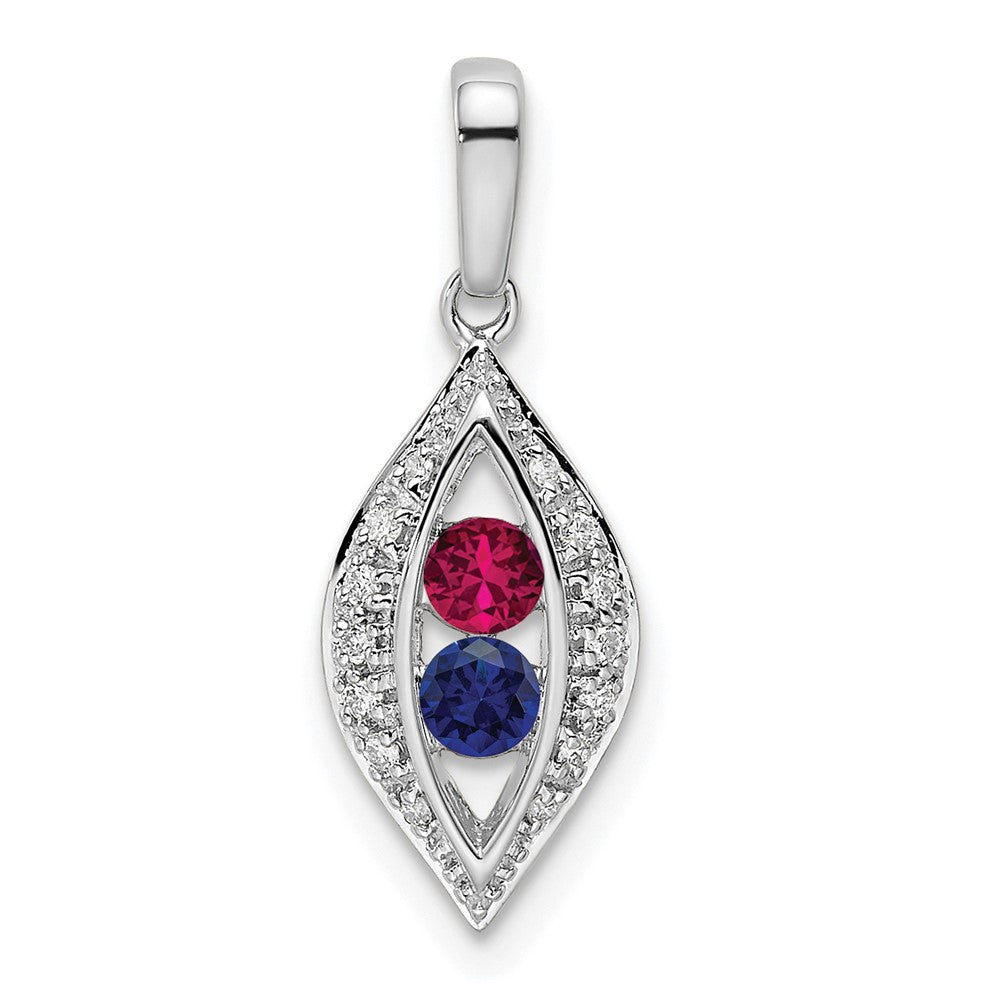 14K White Gold Family Jewelry Diamond Semi-Set Pendant