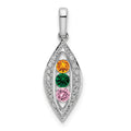14KW Family Jewelry Synthetic Stone & Diamond Set Pendant