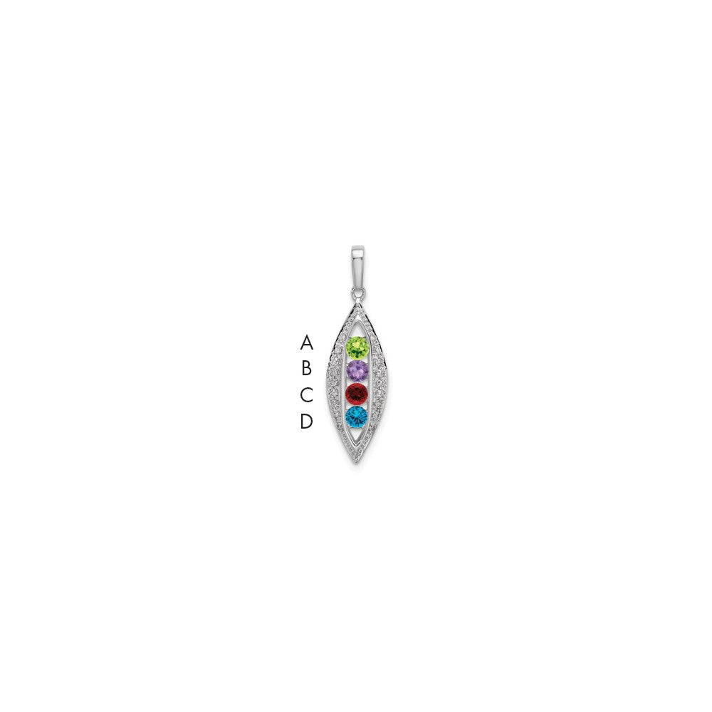 14K White Gold Family Jewelry Synthetic Stone & Diamond Set Pendant