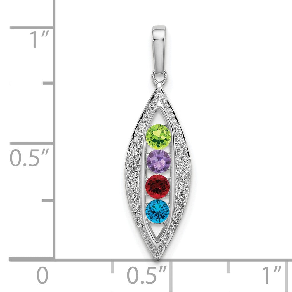 14K White Gold Family Jewelry Genuine Stone & Diamond Set Pendant