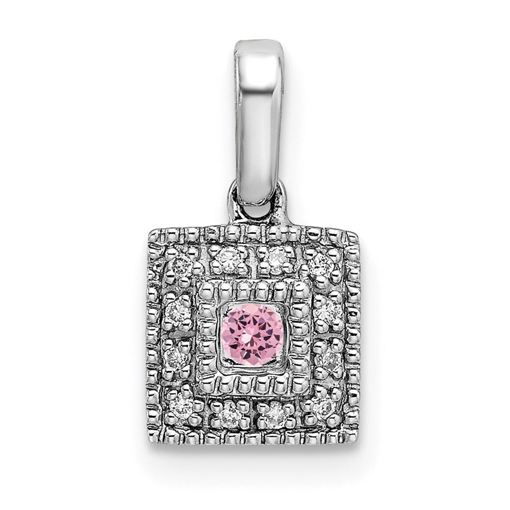 14K White Gold Family Jewelry Diamond Semi-Set Pendant