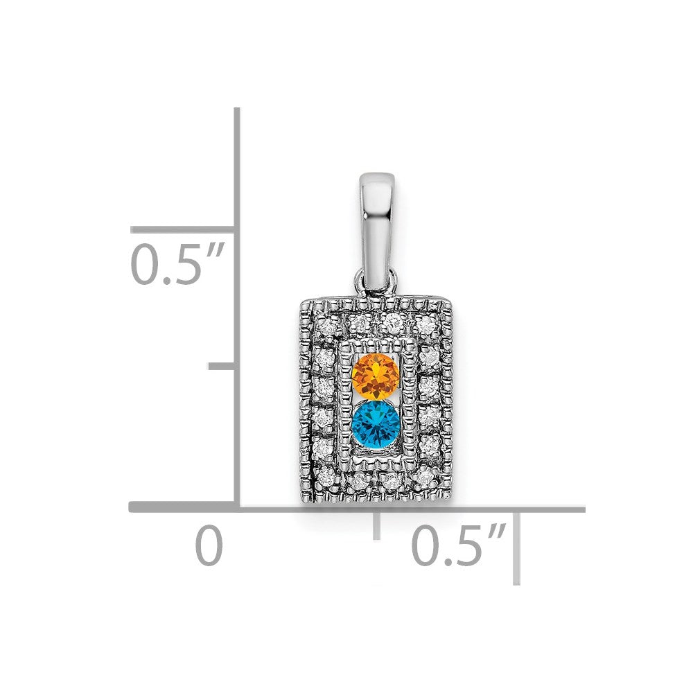 14K White Gold Family Jewelry Diamond Semi-Set Pendant