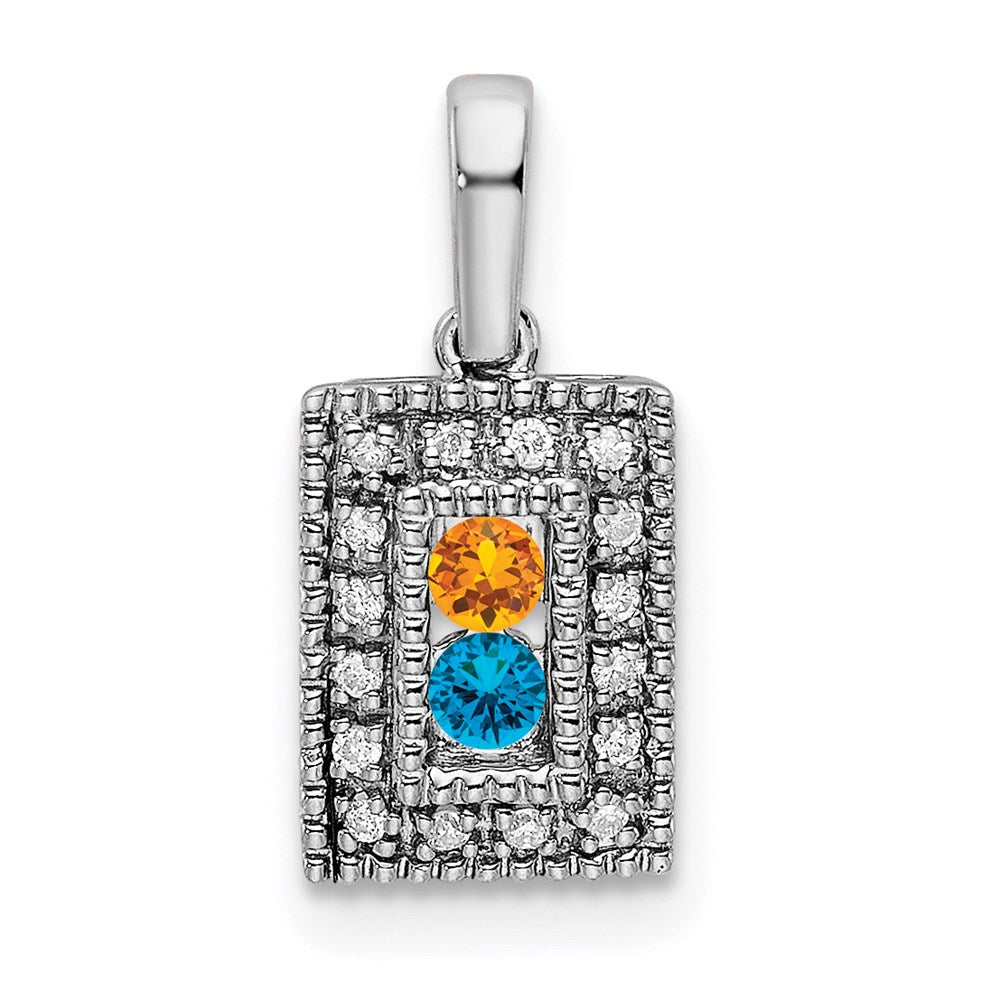 14K White Gold Family Jewelry Diamond Semi-Set Pendant
