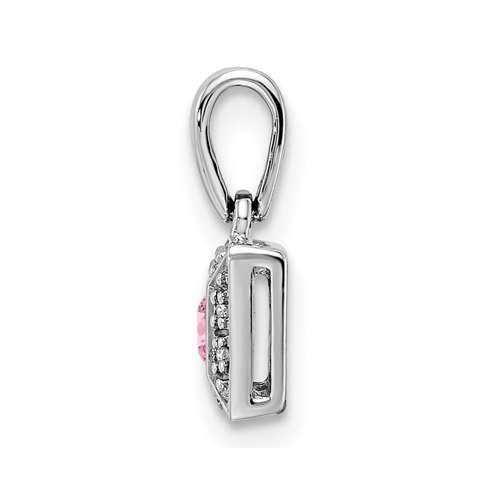 14K White Gold Family Jewelry Genuine Stone & Diamond Set Pendant