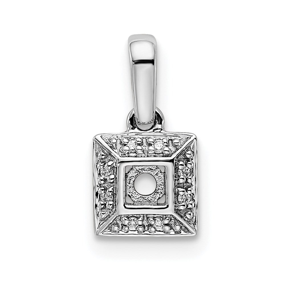 14K White Gold Family Jewelry Diamond Semi-Set Pendant