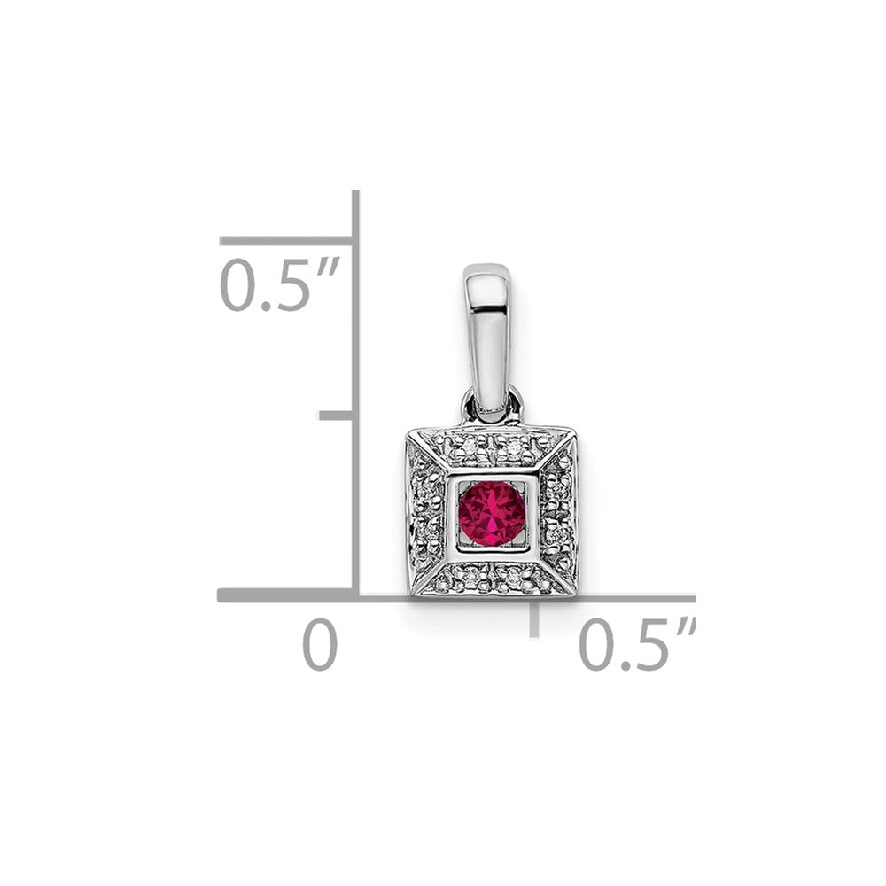 14K White Gold Family Jewelry Genuine Stone & Diamond Set Pendant