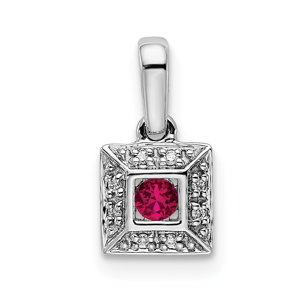 14K White Gold Family Jewelry Diamond Semi-Set Pendant