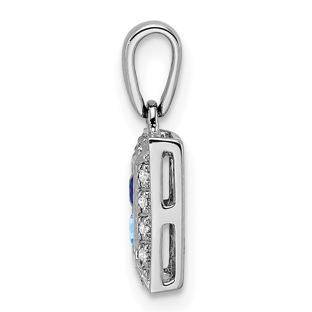 14K White Gold Family Jewelry Synthetic Stone & Diamond Set Pendant