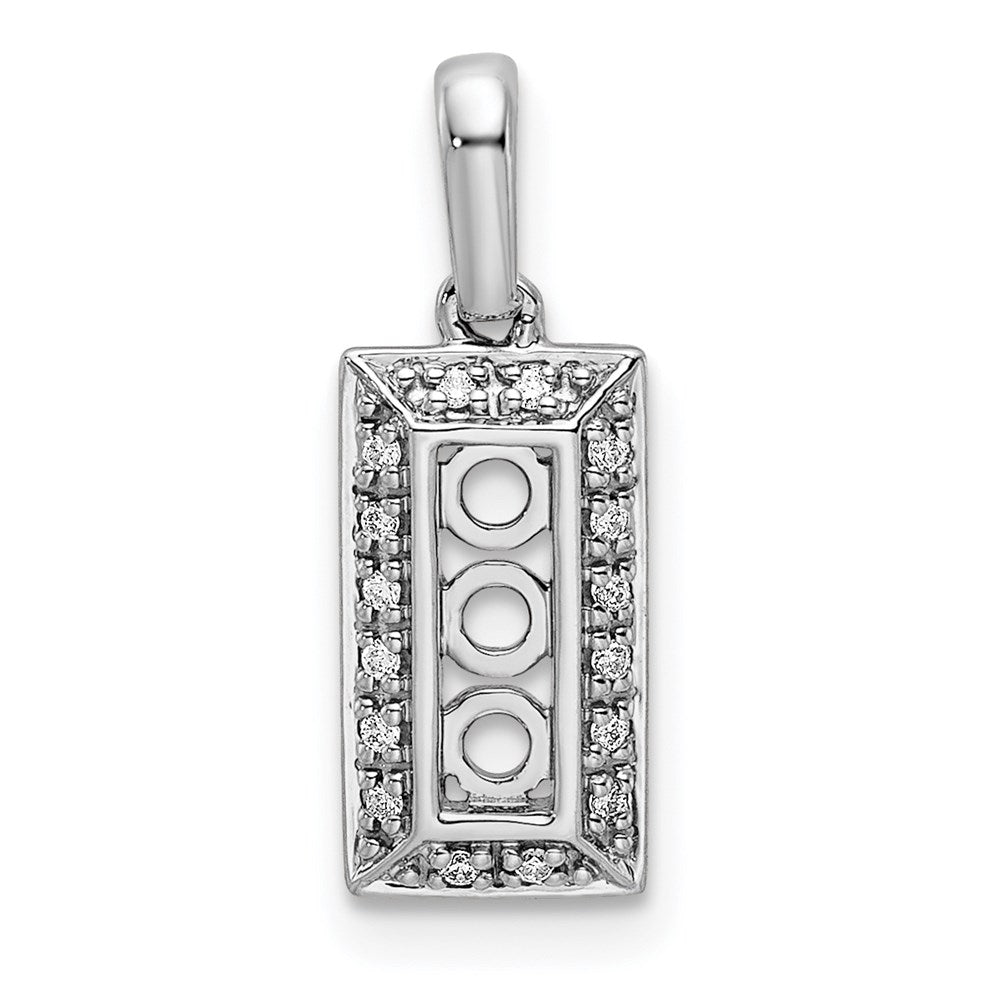 14K White Gold Family Jewelry Diamond Semi-Set Pendant