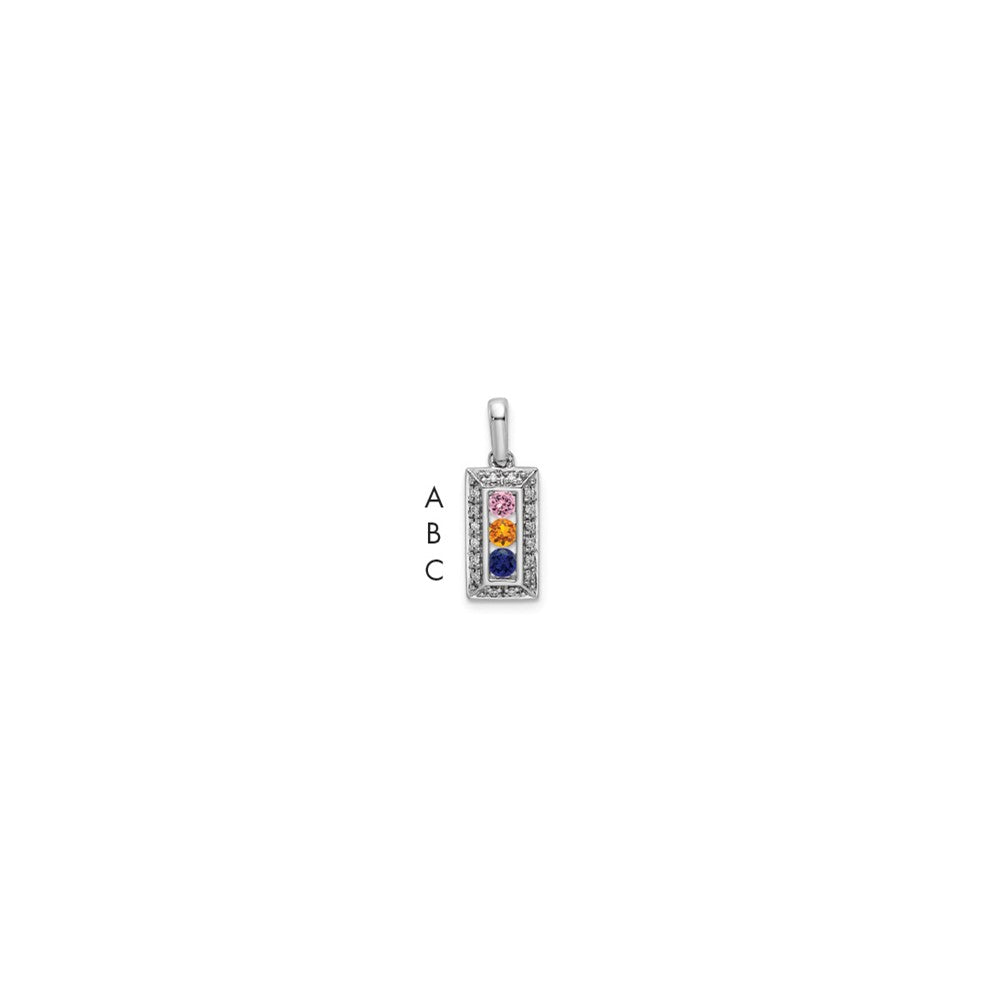 14K White Gold Family Jewelry Diamond Semi-Set Pendant