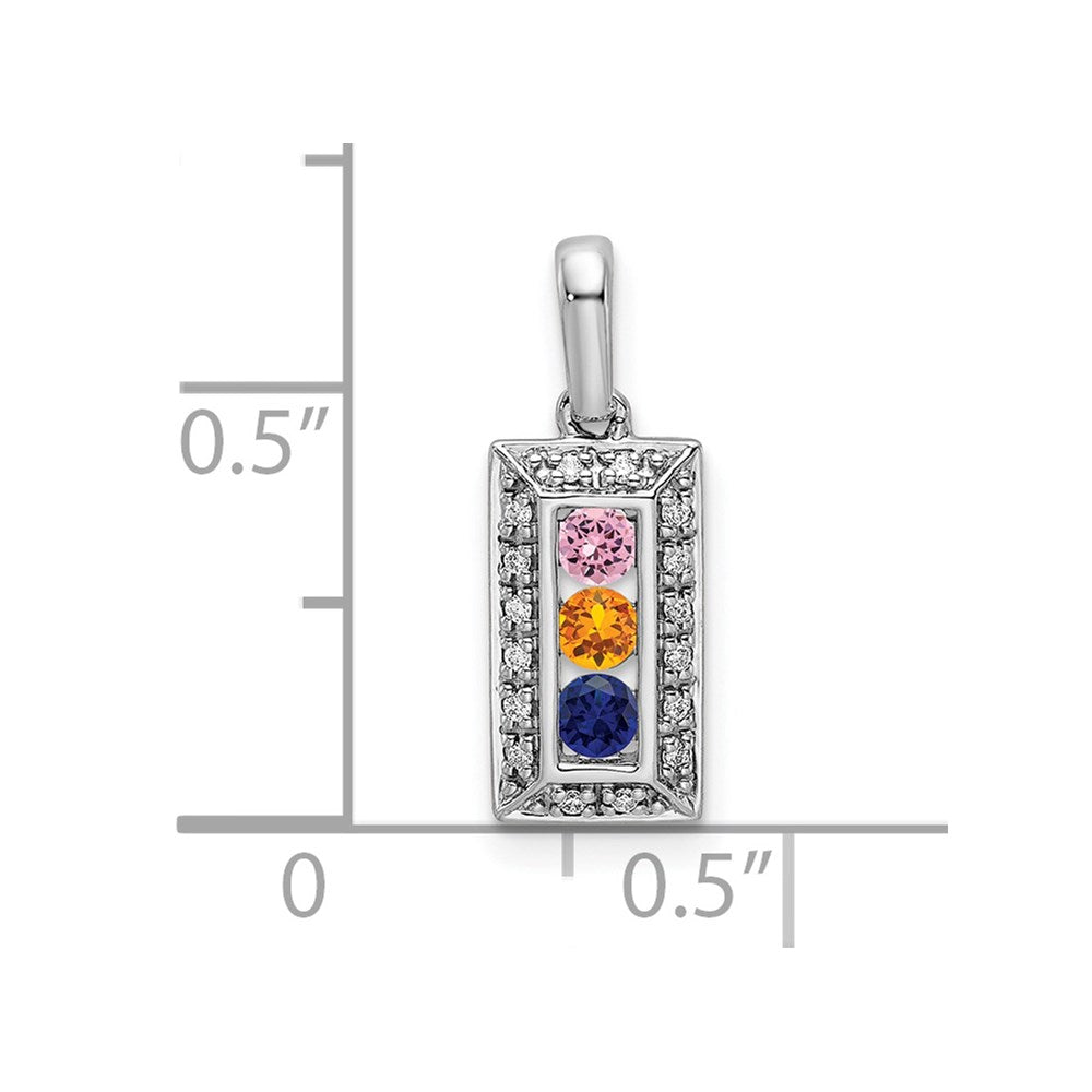 14K White Gold Family Jewelry Diamond Semi-Set Pendant