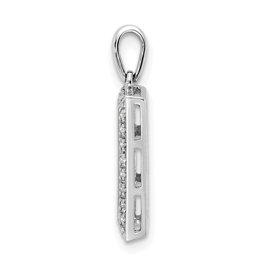 14K White Gold Family Jewelry Synthetic Stone & Diamond Set Pendant