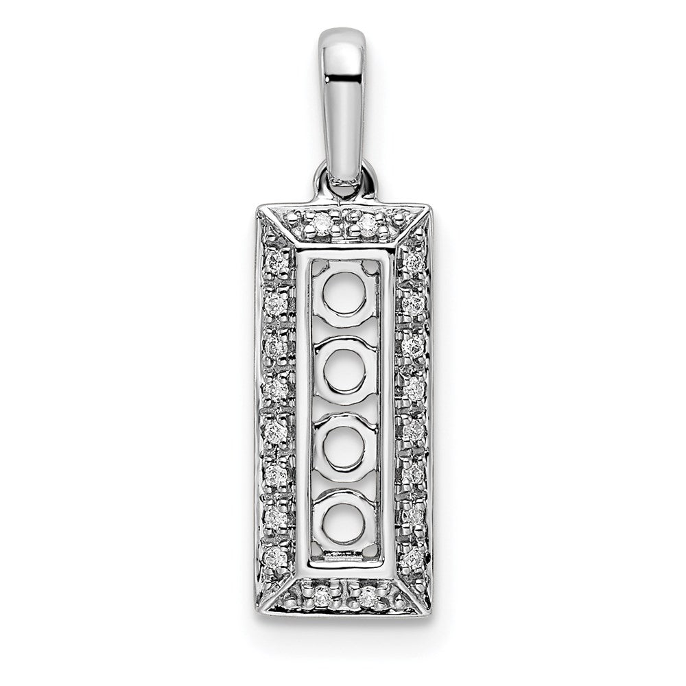 14K White Gold Family Jewelry Genuine Stone & Diamond Set Pendant