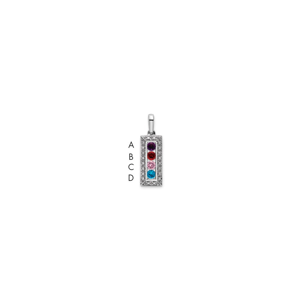 14K White Gold Family Jewelry Diamond Semi-Set Pendant