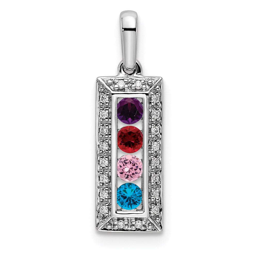 14K White Gold Family Jewelry Diamond Semi-Set Pendant