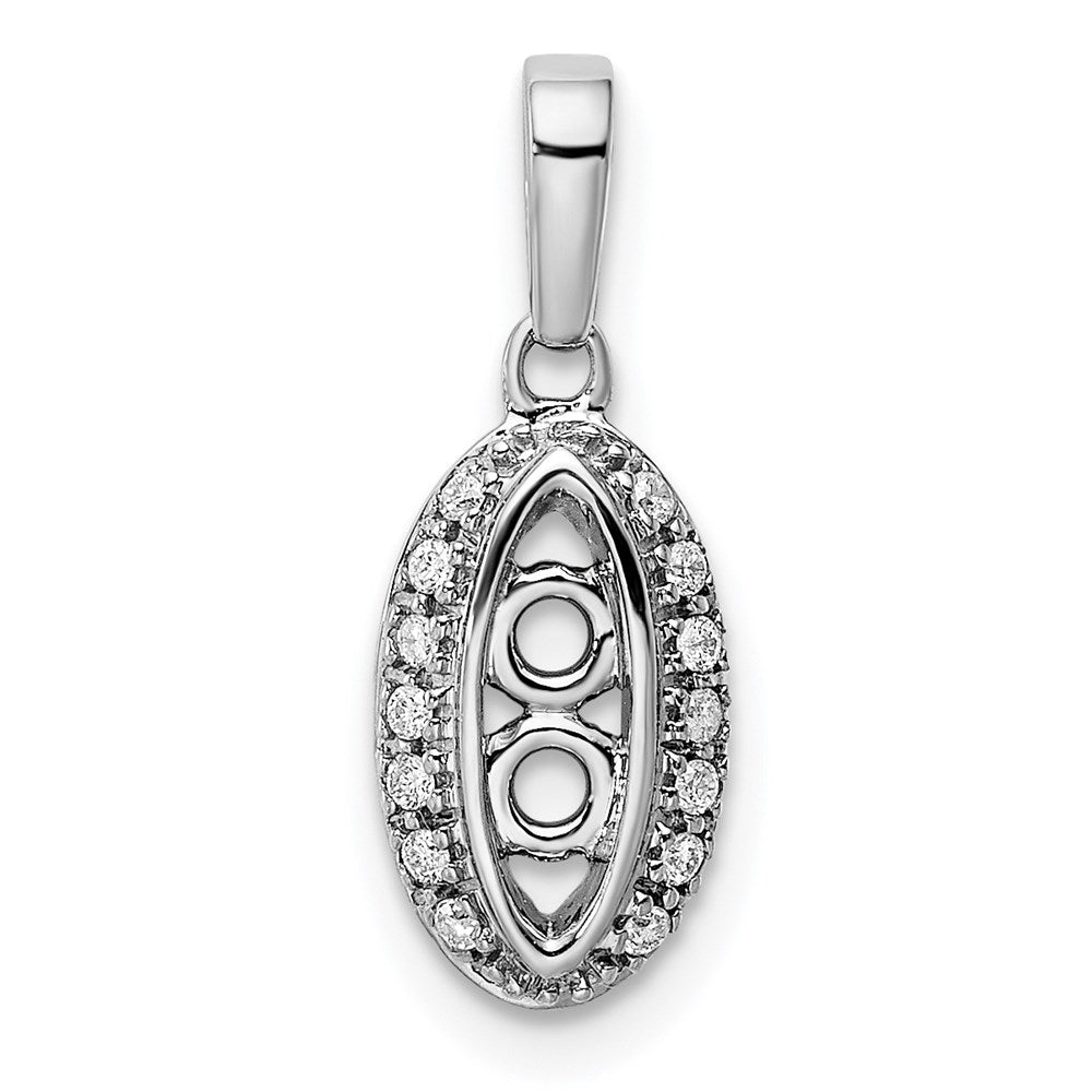 14K White Gold Family Jewelry Genuine Stone & Diamond Set Pendant