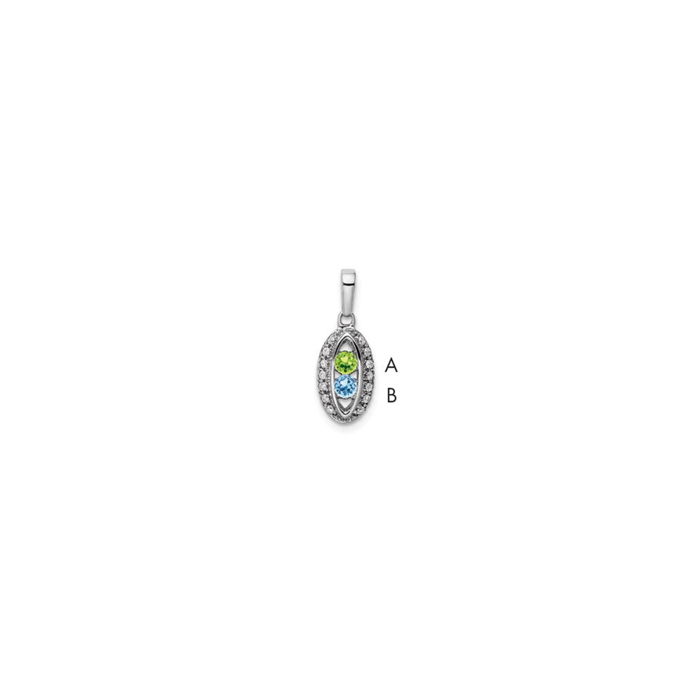 14K White Gold Family Jewelry Synthetic Stone & Diamond Set Pendant
