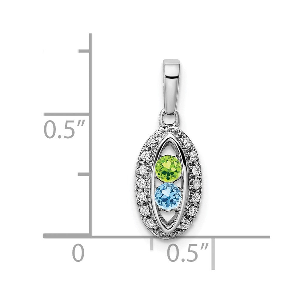 14K White Gold Family Jewelry Genuine Stone & Diamond Set Pendant