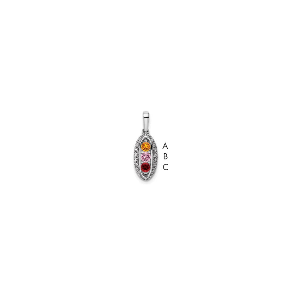 14K White Gold Family Jewelry Synthetic Stone & Diamond Set Pendant