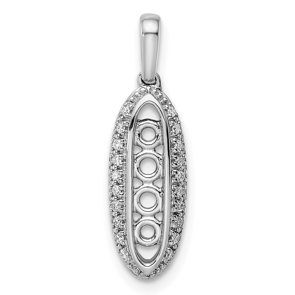 14K White Gold Family Jewelry Synthetic Stone & Diamond Set Pendant
