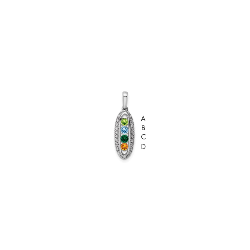 14K White Gold Family Jewelry Genuine Stone & Diamond Set Pendant