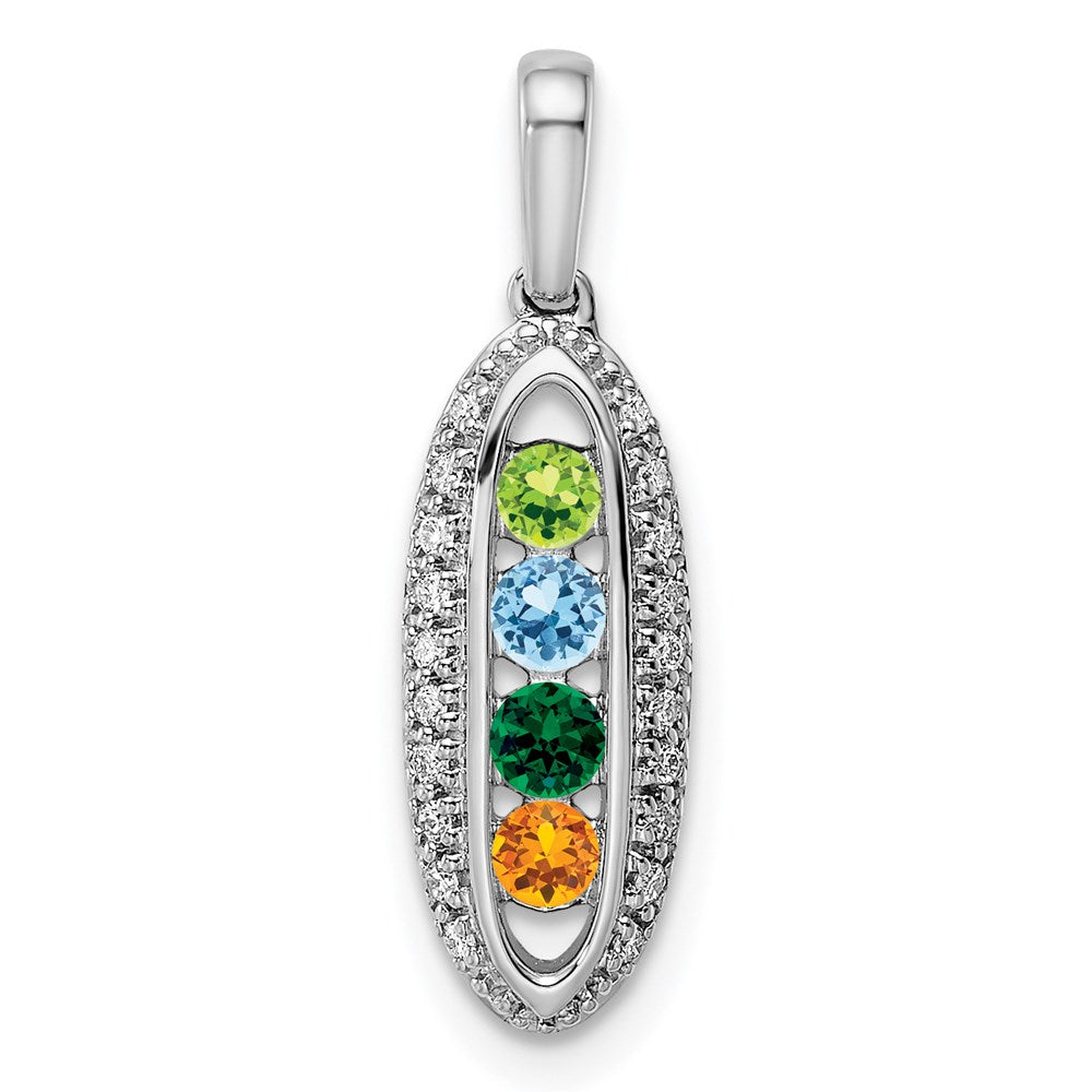 14K White Gold Family Jewelry Diamond Semi-Set Pendant
